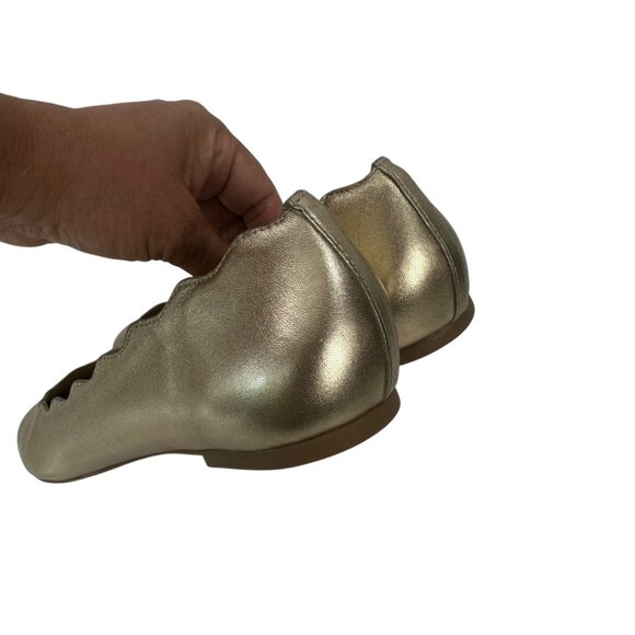 Copper Key Women Metallic Gold Ballet Flats SZ 9.5M Scalloped Edge Slip-On Shoes - Picture 6 of 13